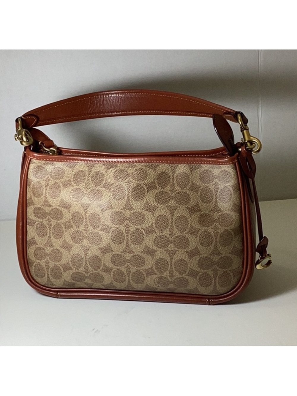 Coach Brown Signature Canvas and Leather Shoulder Bag